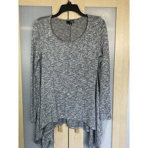 A.N.A Boho Knit Blouse Tunic Oversized Sz M Gray Silver Party Work Fall Casual
